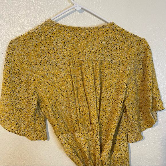 ba&sh BELINA Golden Yellow Floral Ruffle Wrap Dress Curry Lady Dress Size Small - Picture 10 of 10
